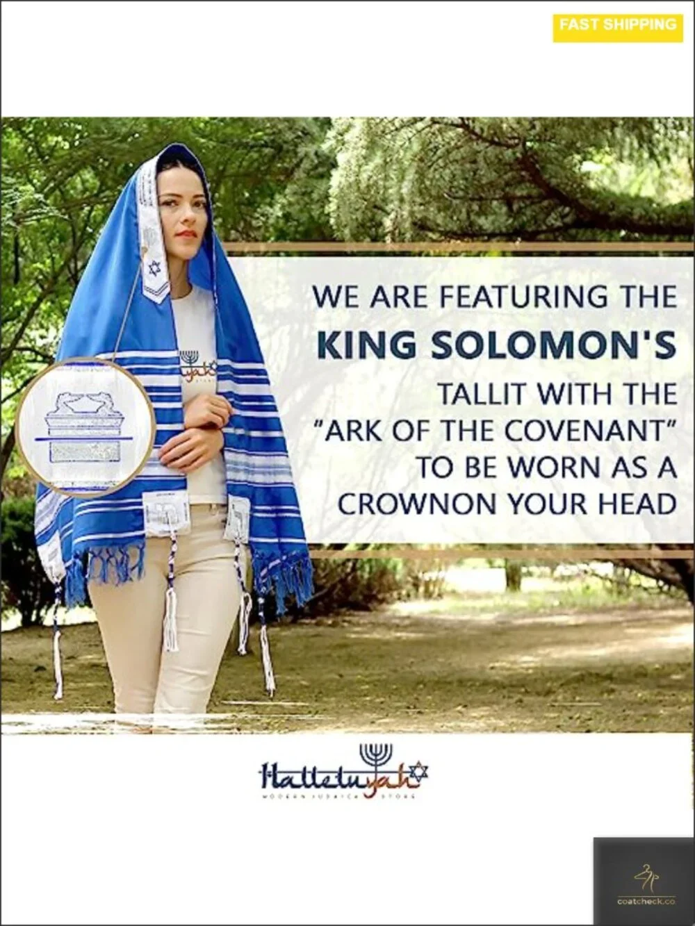 King Solomon Tallit Prayer Shawl 72x22 with Bag Jewish Israel